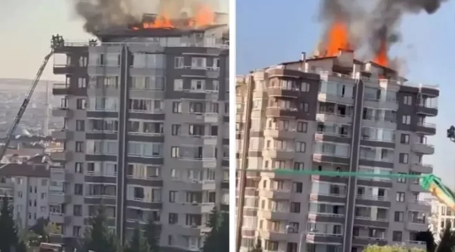 Büyük panik! Ankara’da 12 katlı binada yangın çıktı